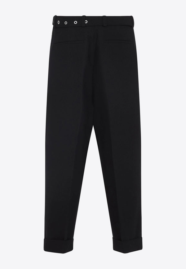 Wool Canvas Belted Trousers