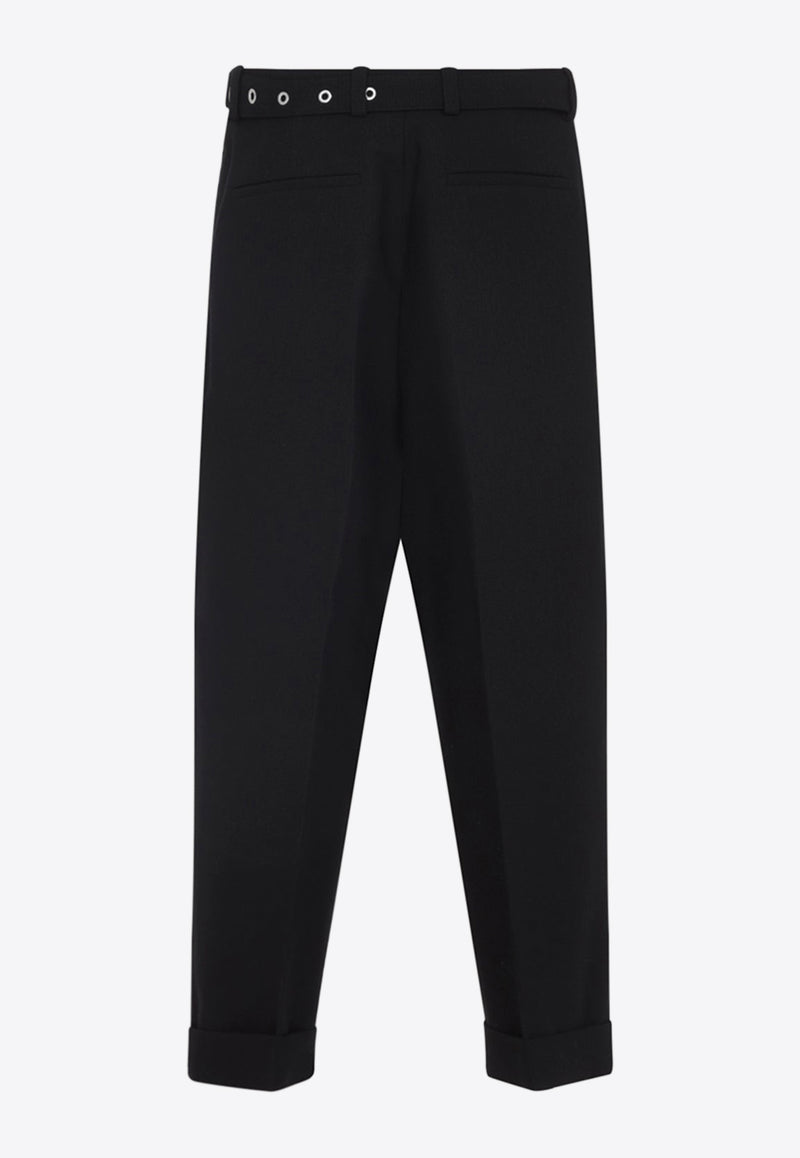 Wool Canvas Belted Trousers