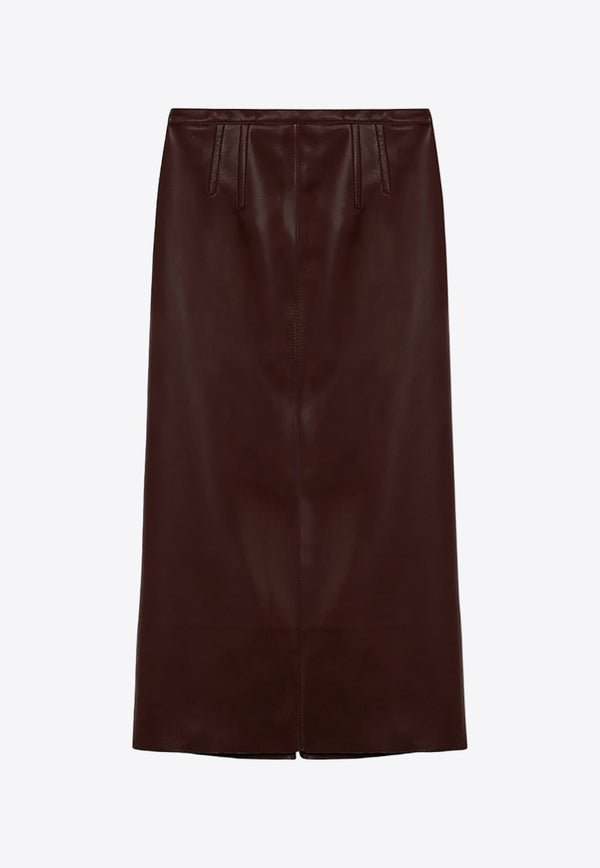 Philosophy Di Lorenzo Serafini Faux Leather Midi Skirt Brown 01085740/P_PHILO-A0105