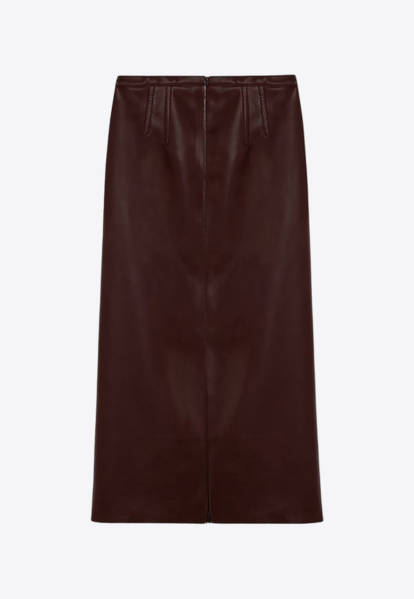 Philosophy Di Lorenzo Serafini Faux Leather Midi Skirt Brown 01085740/P_PHILO-A0105