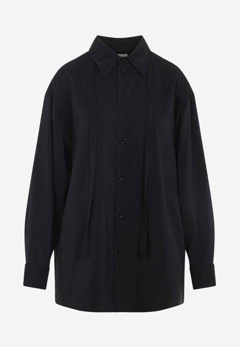 Long-Sleeved Tie-Neck Shirt