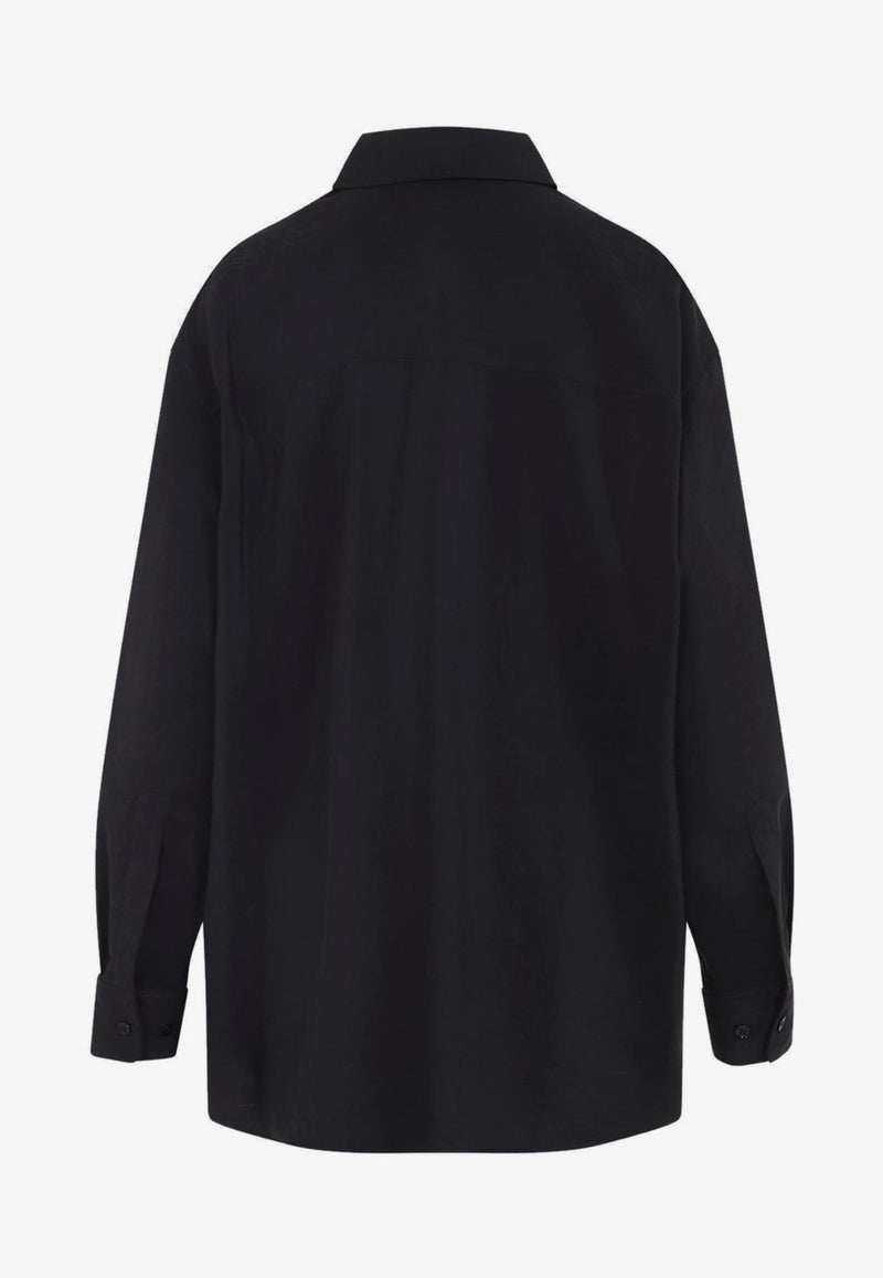 Long-Sleeved Tie-Neck Shirt