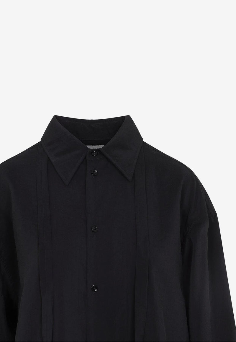 Long-Sleeved Tie-Neck Shirt