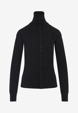 High-Neck Wool Cardigan