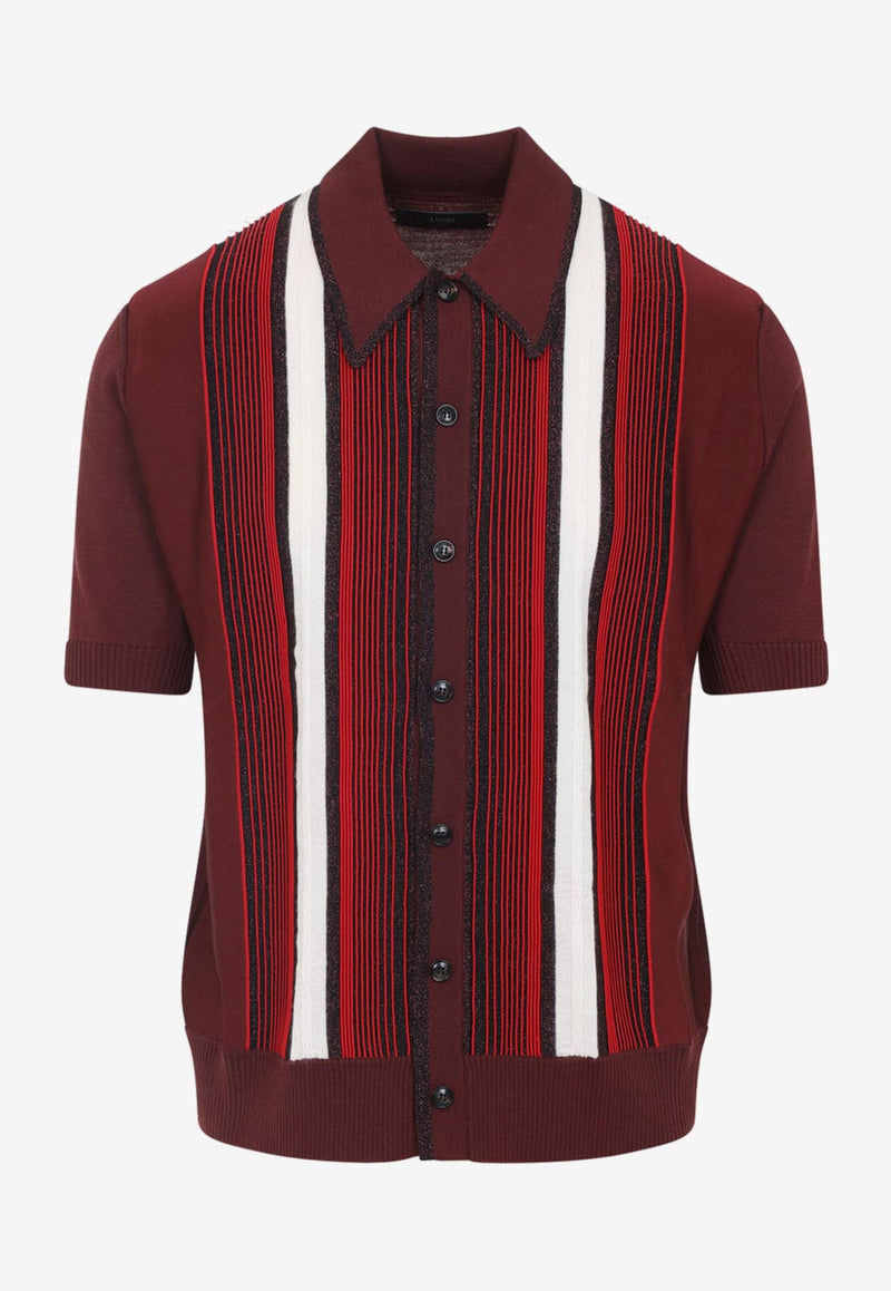 Embellished Striped Short-Sleeved Shirt