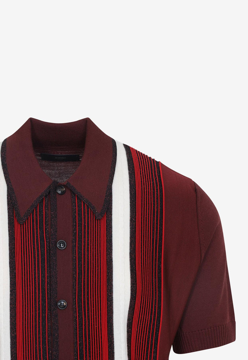 Embellished Striped Short-Sleeved Shirt