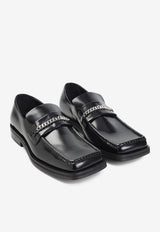 Square-Toe Leather Loafers