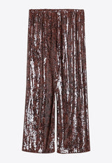 Dries Van Noten Wide-Leg Sequined Pants Brown 0109329315/P_DRVNO-606