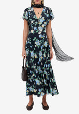 Rixo Evie Floral Print Silk Midi Dress Blue 010.00009.126.07388_BLUE MULTI