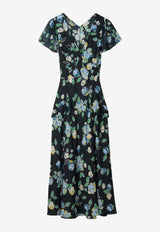 Rixo Evie Floral Print Silk Midi Dress Blue 010.00009.126.07388_BLUE MULTI