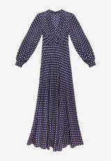 Rixo Emory Polka Dots Silk Maxi Dress Navy 010.02282.124.03557_NAVY