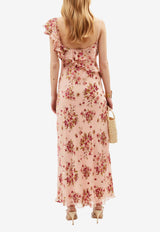 Rixo Ester Ruffled Floral Print Midi Dress
 Pink 010.05411.126.07555_PINK MULTI