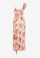 Rixo Ester Ruffled Floral Print Midi Dress
 Pink 010.05411.126.07555_PINK MULTI