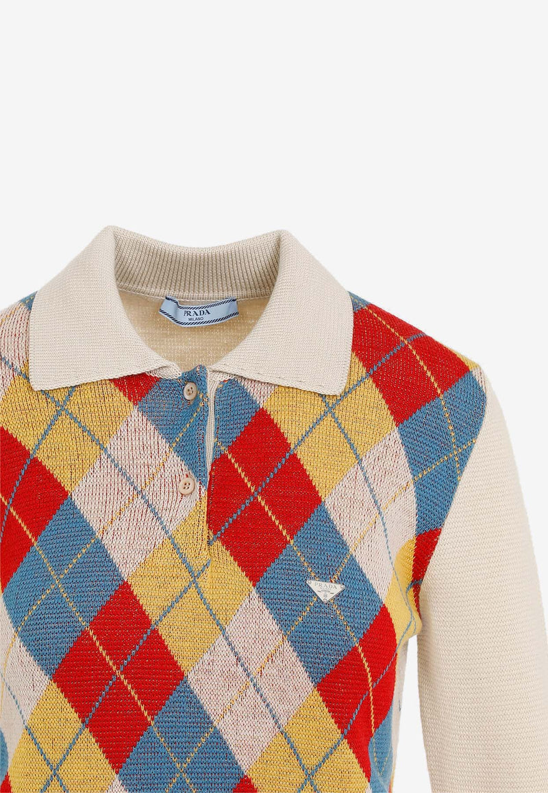 Argyle Wool Polo Sweater