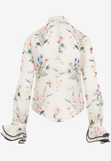 Botanical Print Silk Blouse