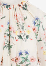 Botanical Print Silk Blouse