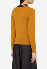 Dries Van Noten V-neck Sweater in Merino Wool 0112018700/O_DRVNO-205 Yellow