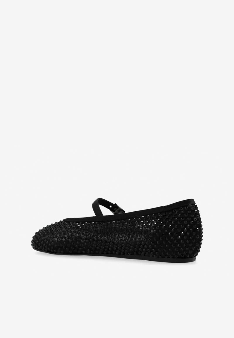 Le Silla Gilda Crystal-Embellished Ballet Flats 0189C020MTPPSAS 933 Black