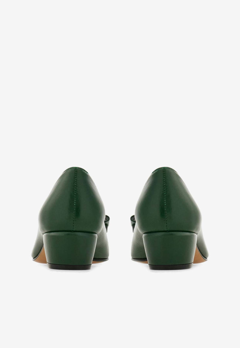 Salvatore Ferragamo Vara 30 Leather Pumps Green 01B221 VARA 1 779603 FOREST GREEN