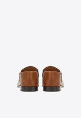 Salvatore Ferragamo Ottone Gancini Leather Loafers 01E100 OTTONE 758467 MOGENSEN BROWN Brown