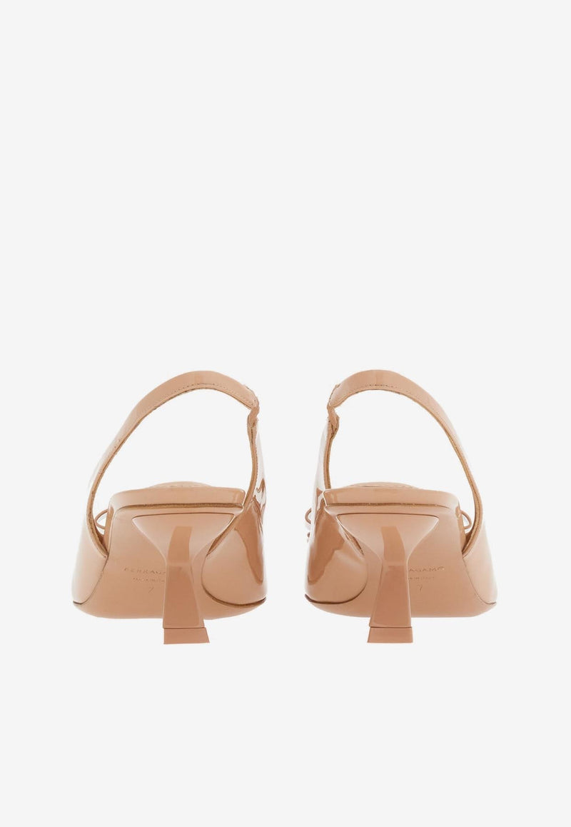 Salvatore Ferragamo Anz 55 Vara Bow Slingback Pumps Beige 01E984 ANZ SLING 763747 AMARETTI