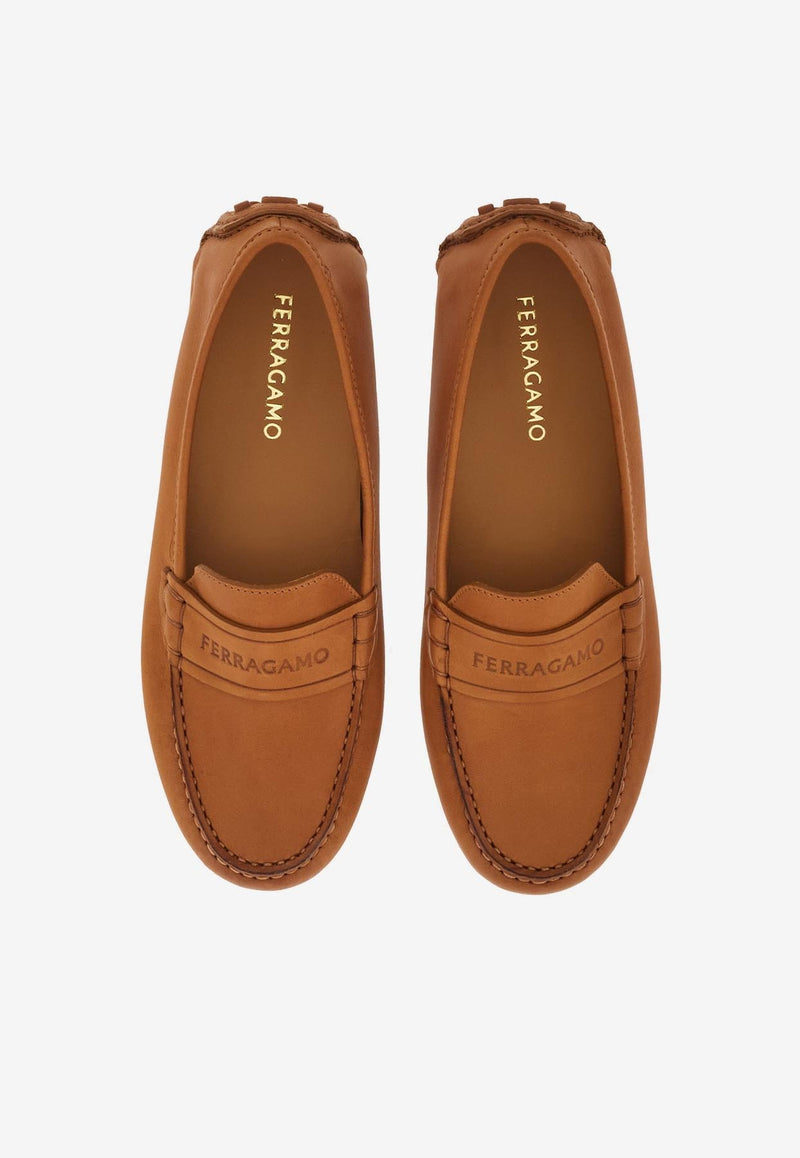 Salvatore Ferragamo Iside Driver Moccasins in Calfskin Brown 01F867 ISIDE 764252 SELLA/VICUNA