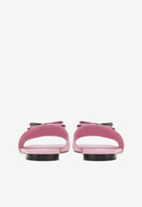 Salvatore Ferragamo Lyana Double-Bow Flat Sandals Pink 01F984 LYANA 763710 BUBBLE GUM