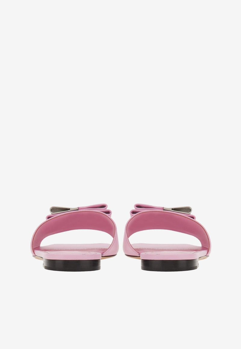 Salvatore Ferragamo Lyana Double-Bow Flat Sandals Pink 01F984 LYANA 763710 BUBBLE GUM