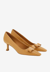 Salvatore Ferragamo Siwar 60 Vara Bow Leather Pumps Camel 01G509 SIWAR 60 775937 LIGHT CAMEL