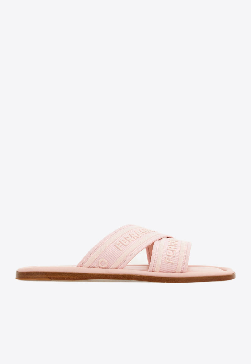 Salvatore Ferragamo Laurene Logo Slides 01G833 LAURENE 769517 NYLUND PINK Pink