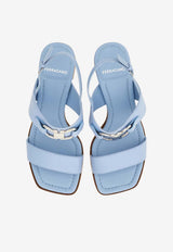 Ferragamo Lou 55 Slingback Sandals in Calf Leather Light Blue 01G963 LOU 55 790861 WASHED DENIM