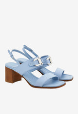 Ferragamo Lou 55 Slingback Sandals in Calf Leather Light Blue 01G963 LOU 55 790861 WASHED DENIM