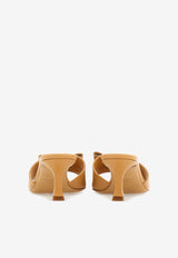 Salvatore Ferragamo Zelie 55 Vara Bow Nappa Leather Mules Camel 01H171 ZELIE 774925 LIGHT CAMEL