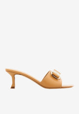 Salvatore Ferragamo Zelie 55 Vara Bow Nappa Leather Mules Camel 01H171 ZELIE 774925 LIGHT CAMEL