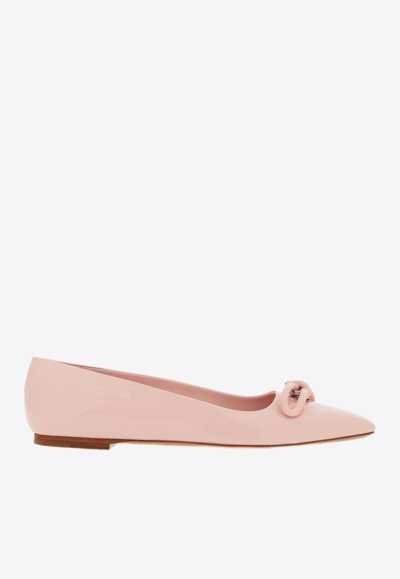 Salvatore Ferragamo Annie Ballet Flats in Patent Leather 01H388 ANNIE 768941 NYLUND PINK Pink