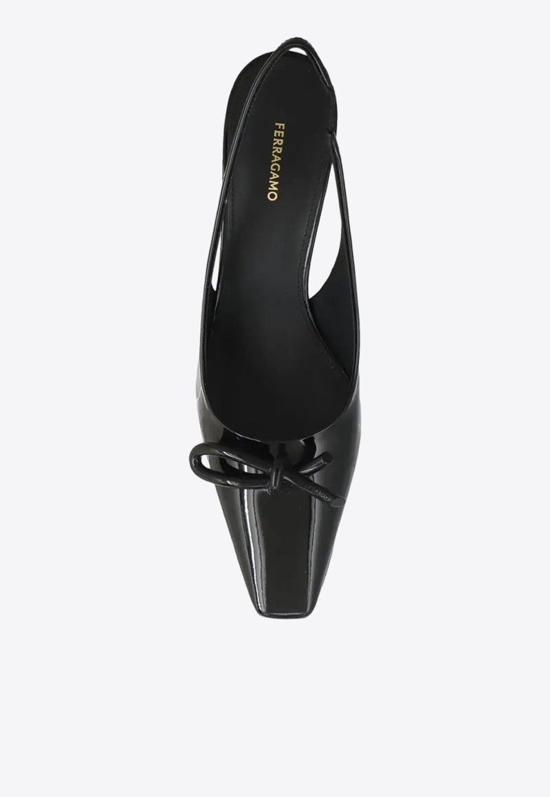 Salvatore Ferragamo Arlene 85 Slingback Pumps in Patent Leather 01H393 ARLENE 85 768986 NERO Black