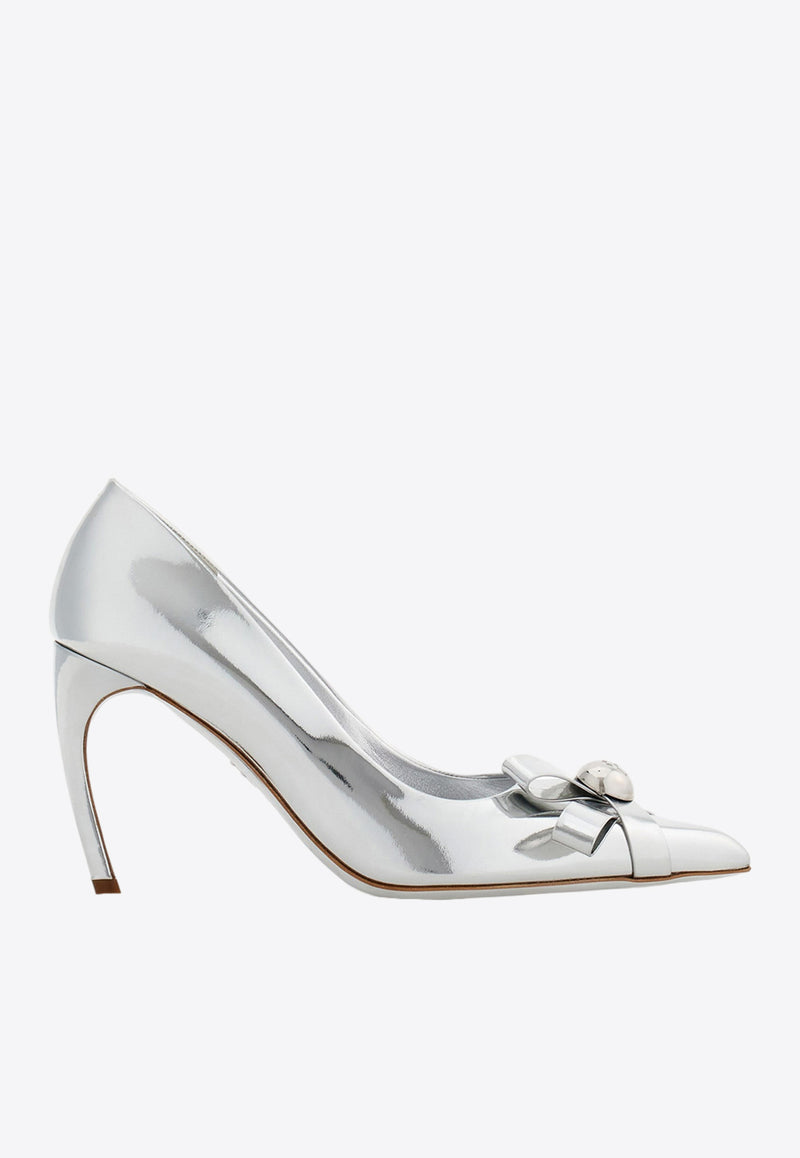 Salvatore Ferragamo Brilda 85 Pumps in Patent Leather 01H645 BRILDA 85 769305 ARGENTO Silver