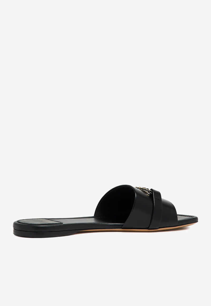 Salvatore Ferragamo Leah Gancini Leather Slides 01I023 LEAH CR 772388 NERO Black