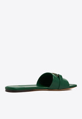 Salvatore Ferragamo Leah Gancini Leather Slides 01I023 LEAH CR 772389 DARK FOREST GREEN Green