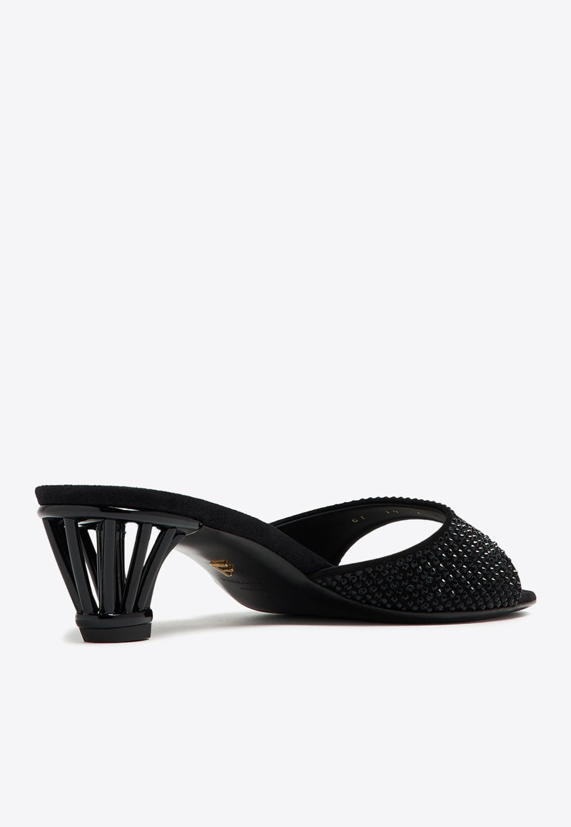 Salvatore Ferragamo Ramilu 40 Crystal-Embellished Sandals 01I060 RAMILU 40 CR 772385 NERO Black