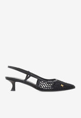 Salvatore Ferragamo Klizia 40 Vara Plate Slingback Mesh Pumps Black 01I154 KLIZIA 40 NT 774805 RETE NERO/GROS