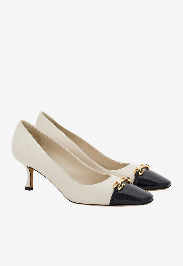 Salvatore Ferragamo Bria 60 Cap-Toe Pumps in Calf Leather Cream 01I223 BRIA 60 774956 MASCARPONE