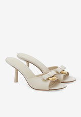 Salvatore Ferragamo Elida 70 Drop Bow Calf Leather Mules Cream 01I336 ELIDA 70 G 774564 MASCARPONE