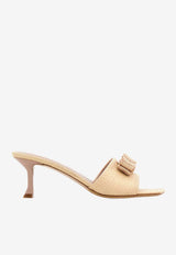 Salvatore Ferragamo Isaura 55 Vara Bow Raffia Mules Natural 01I617 ISAURA 55 WR 774117 NATURALE/BEIGE