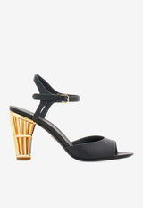 Salvatore Ferragamo Nikla 85 Cage-Heel Sandals in Lizard Print Leather Black 01I709 NIKLA 85 LZ 774759 NERO