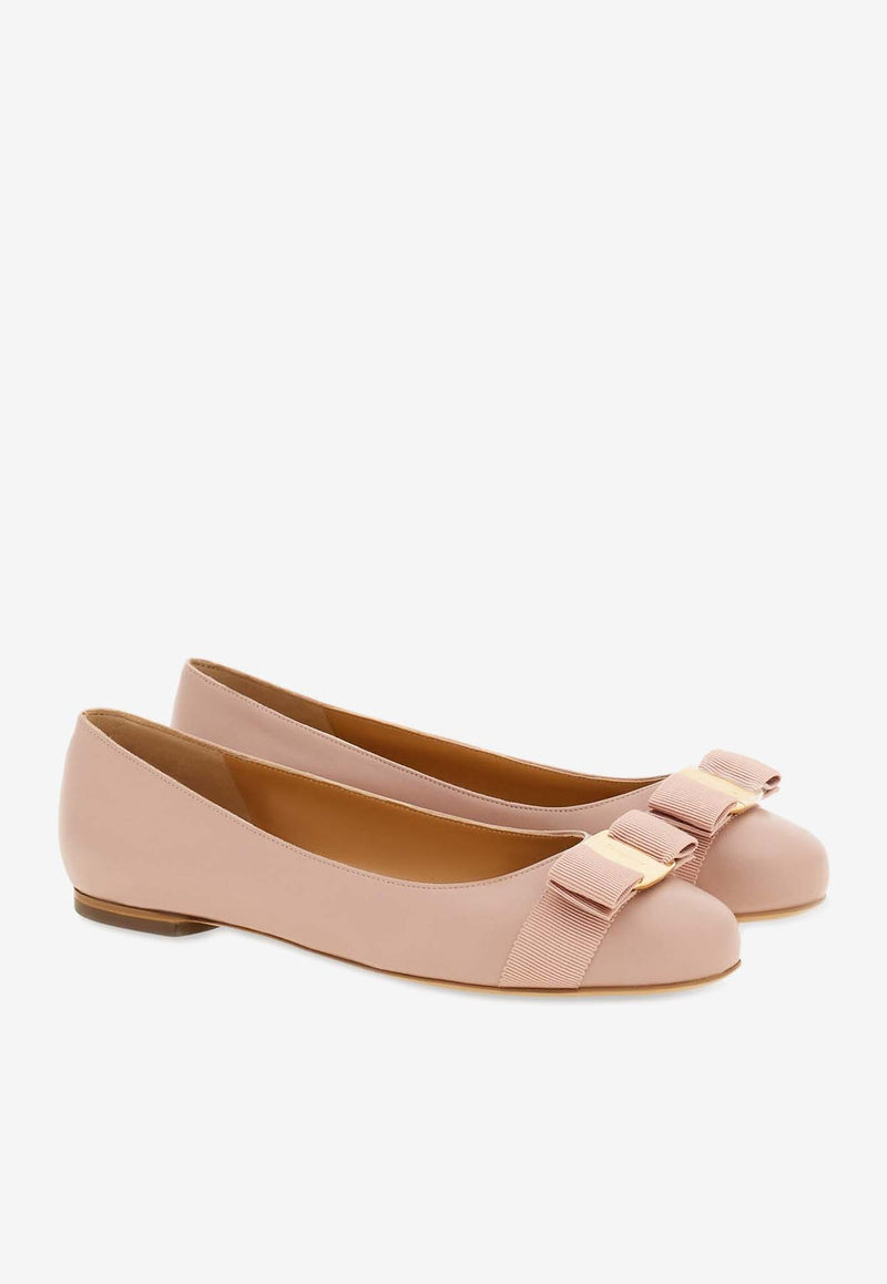 Salvatore Ferragamo Varina Nappa Leather Ballet Flats Pink 01I744 VARINA SOFT 774595 ROSE