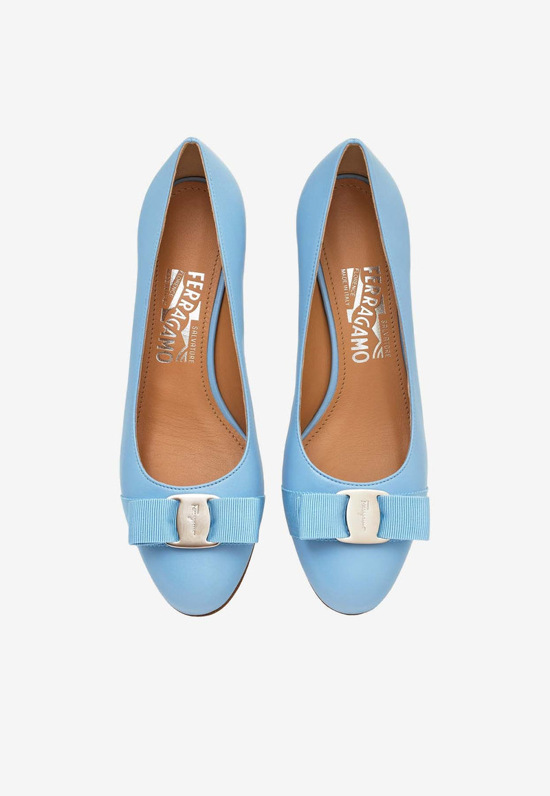 Salvatore Ferragamo Vara 30 Nappa Leather Pumps Sky Blue 01I745 VARA SOFT 775751 SKY BLUE