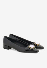 Salvatore Ferragamo Venera 20 Vara Plate Pumps in Patent Leather Black 01I792 VENERA 775259 NERO