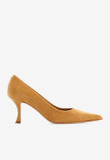 Salvatore Ferragamo Elydea 70 Pointed Suede Pumps Camel 01J047 ELYDEA 70 776884 CAMEL