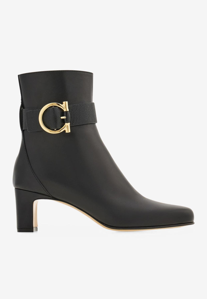 Ferragamo Jamie 55 Leather Ankle Boots 01J229 JAMIE 55 779836 NERO